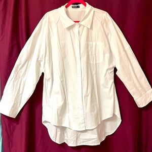 Oversized “boyfriend” white cotton button down